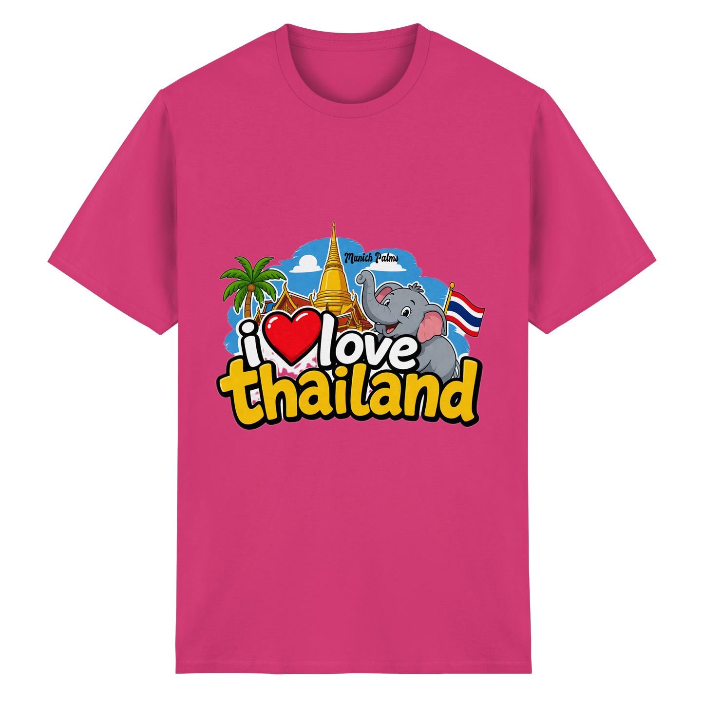 Unisex-T-Shirt "I love Thailand" aus schwerer Baumwolle, Frontansicht, mit Thailand-Motiv, bequemes Casual-Shirt.