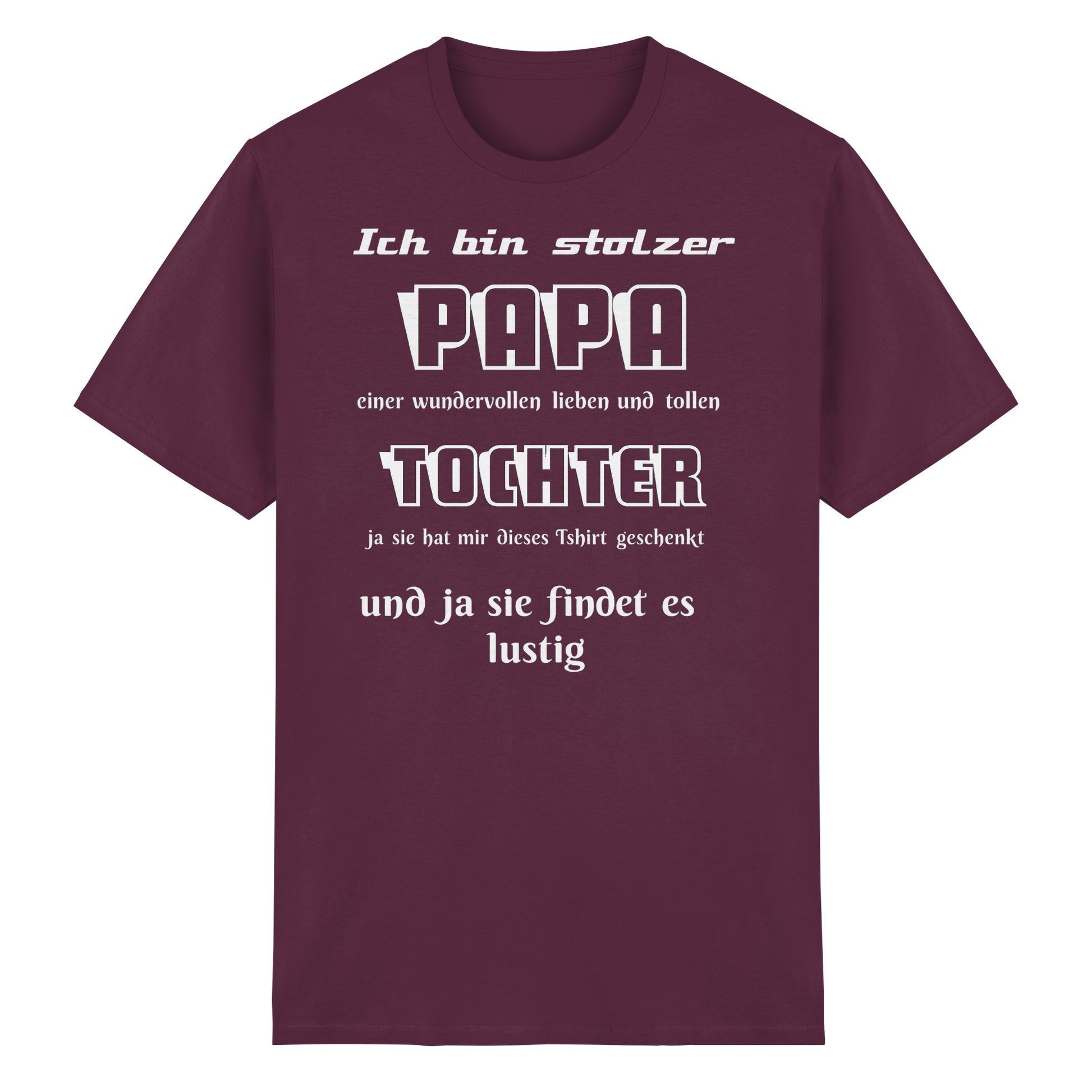 Unisex Heavy Cotton T-Shirt in Rot mit "Ich bin stolzer Papa einer wundervollen Tochter" Aufdruck, hochwertiges Baumwollshirt.