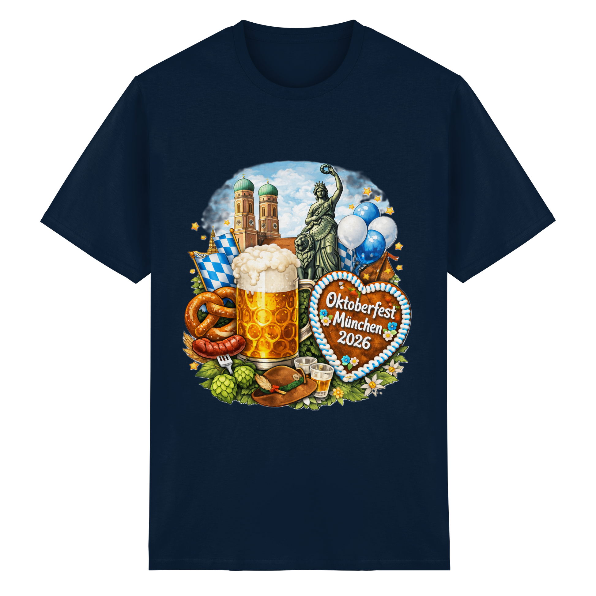 Oktoberfest 2026: Das offiziell lizenzierte Design von "Munich Palms" - Heavy Cotton T-Shirt