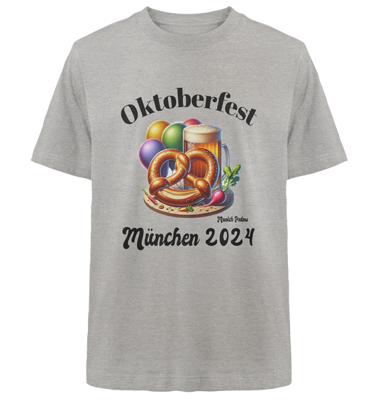 Maßkrüge, Brezn, Radi - Oktoberfest Munich 2024 - licensed design Munich Palms - Heavy Oversized Organic Shirt