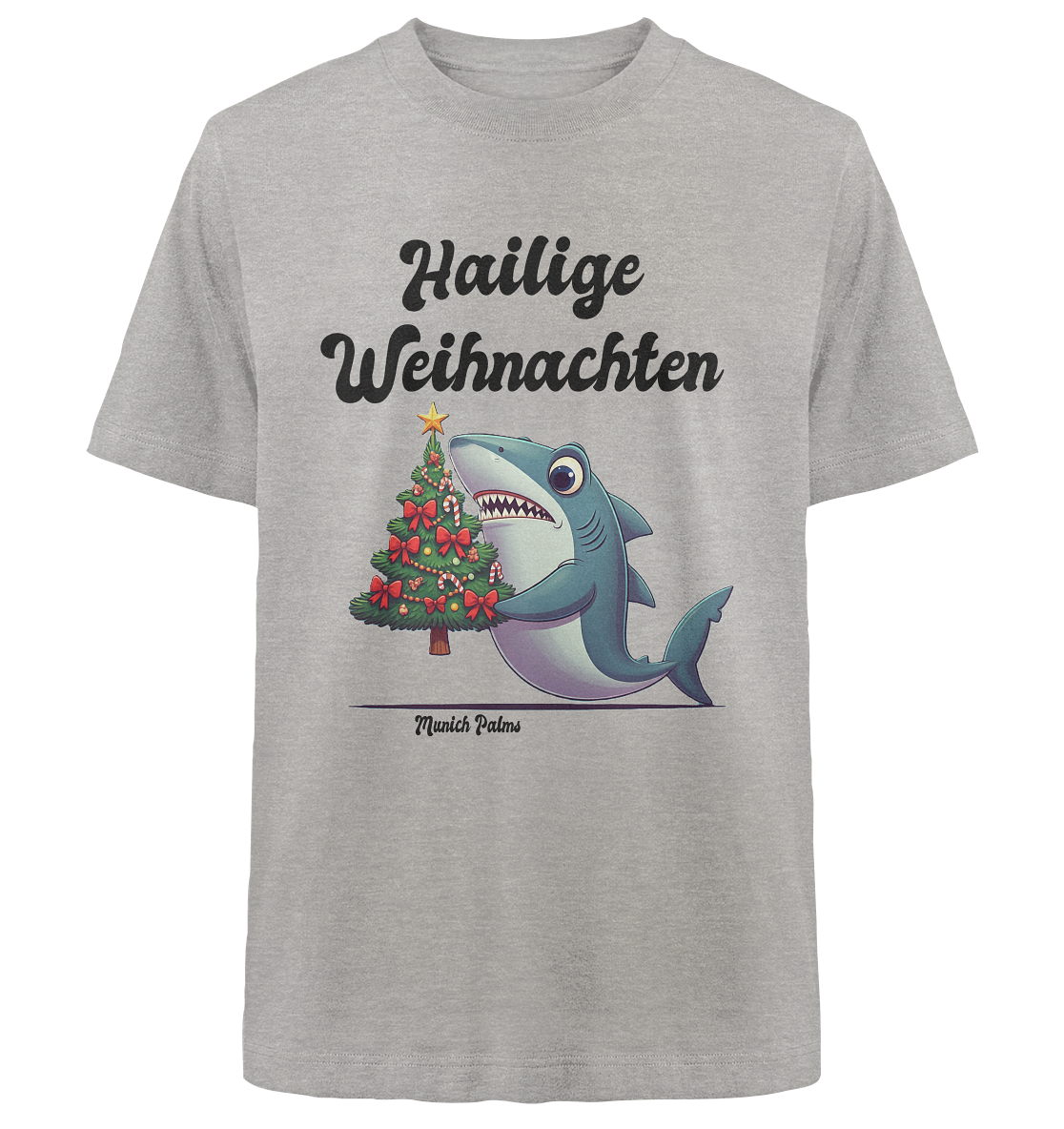 Hailige Weihnachten Haifisch mit Christbaum Design Munich Palms  - Heavy Oversized Organic Shirt