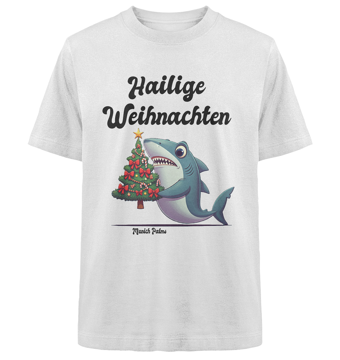 Hailige Weihnachten Haifisch mit Christbaum Design Munich Palms  - Heavy Oversized Organic Shirt