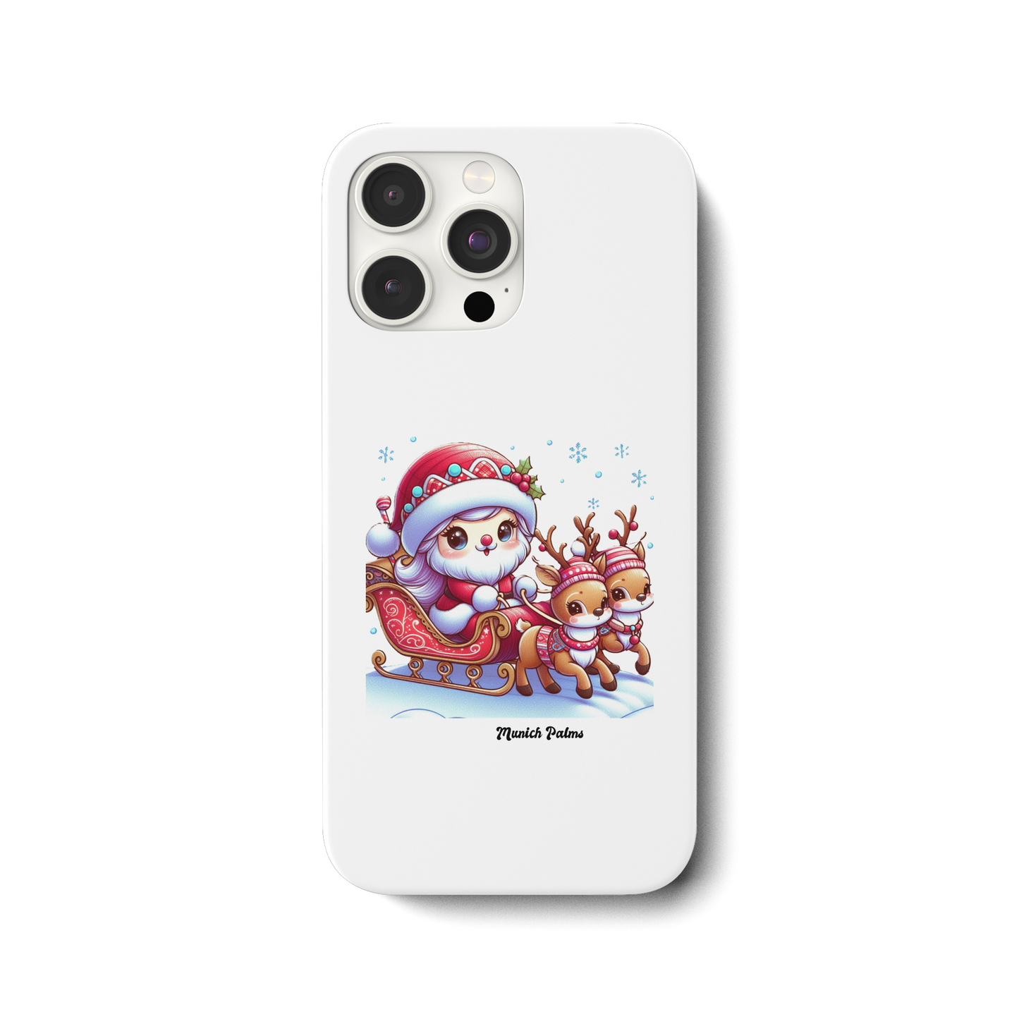 Babbo Natale femminile con adorabili renne, design Monaco Palms - custodia per cellulare per iPhone 15 Pro Max