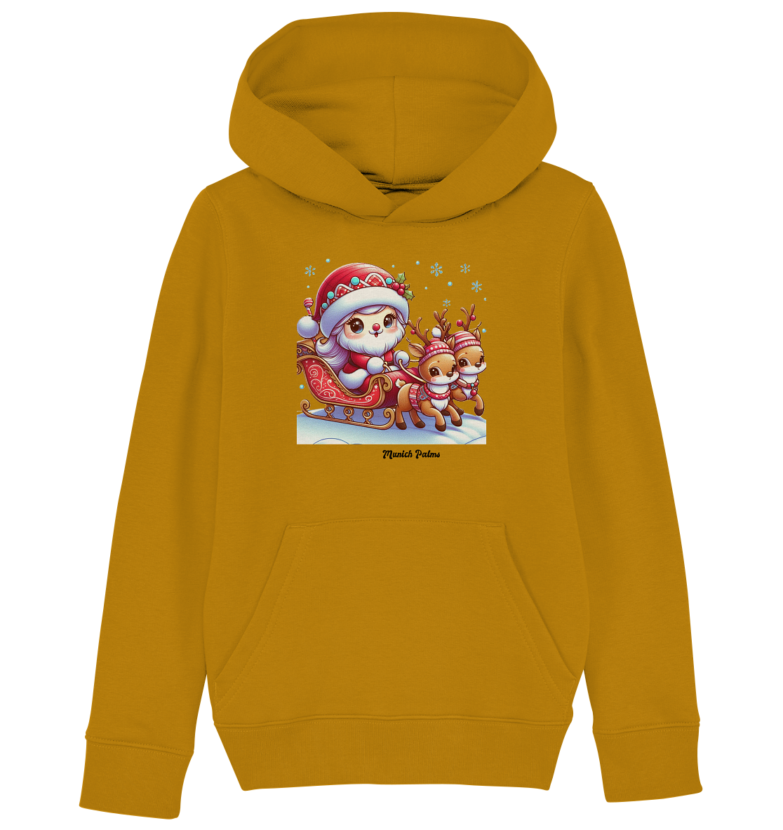 Weihnachten Nikolaus weiblich mit lieblichen Rentieren ,Design Munich Palms  - Kids Organic Hoodie