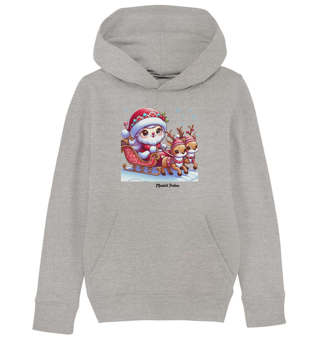 Weihnachten Nikolaus weiblich mit lieblichen Rentieren ,Design Munich Palms  - Kids Organic Hoodie