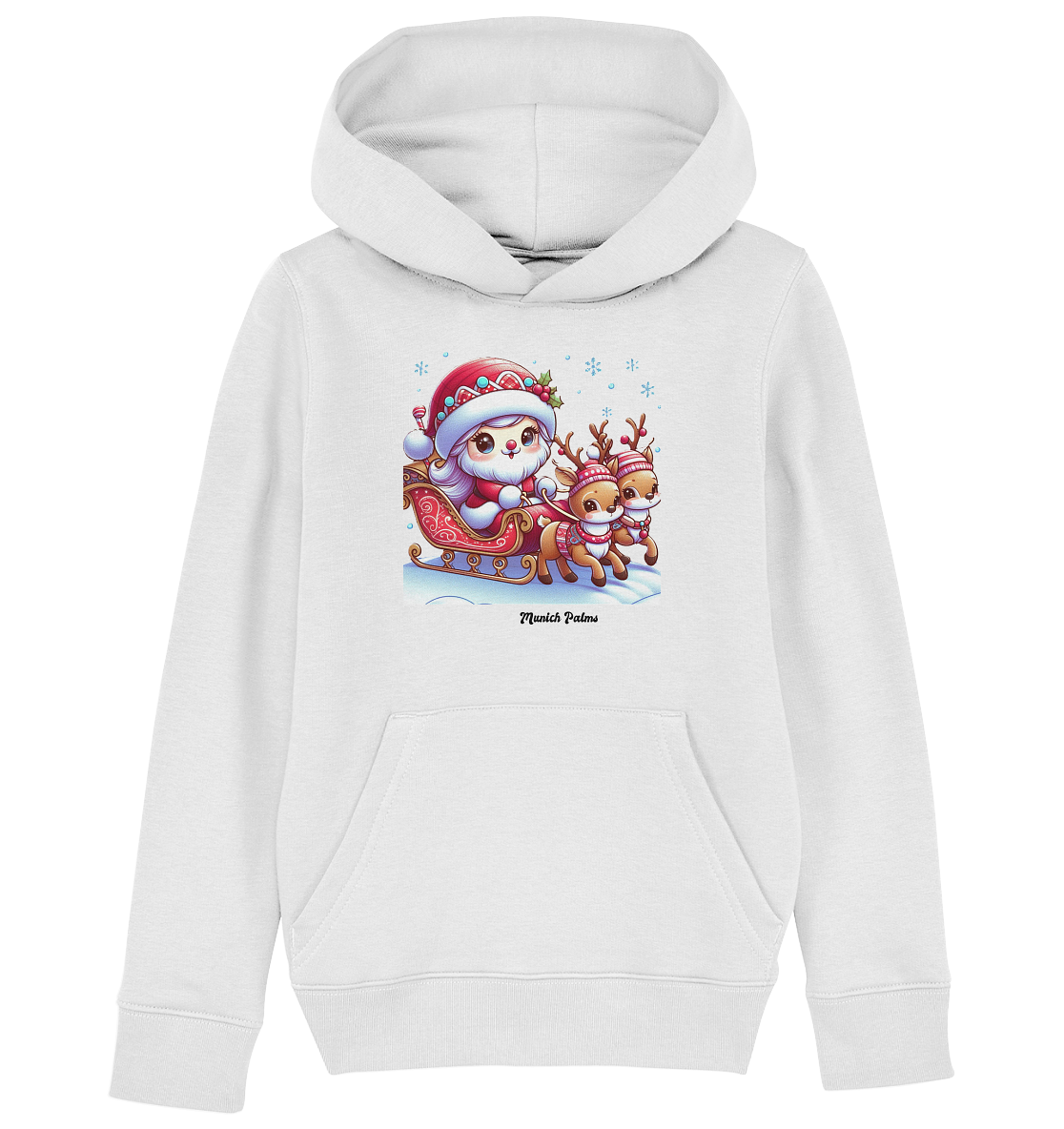 Weihnachten Nikolaus weiblich mit lieblichen Rentieren ,Design Munich Palms  - Kids Organic Hoodie