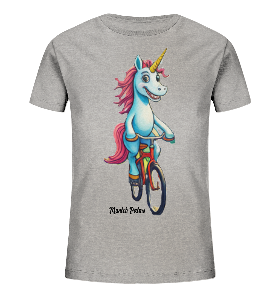 Einhorn auf Fahrrad - Design Munich Palms  - Kids Organic Shirt