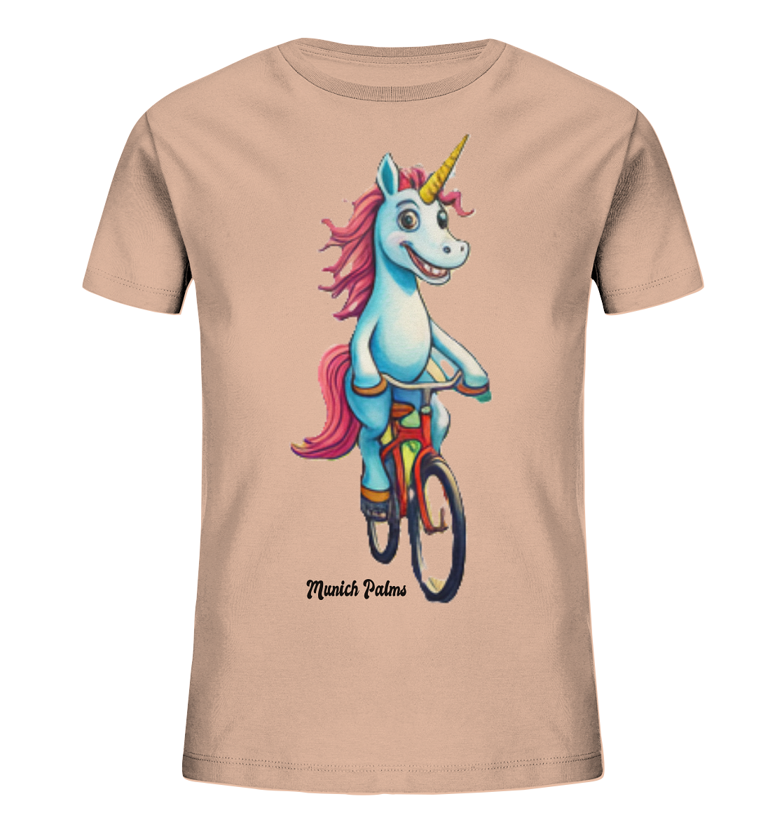 Einhorn auf Fahrrad - Design Munich Palms  - Kids Organic Shirt