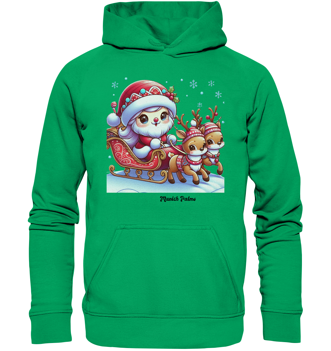 Weihnachten Nikolaus weiblich mit lieblichen Rentieren ,Design Munich Palms  - Kids Premium Hoodie