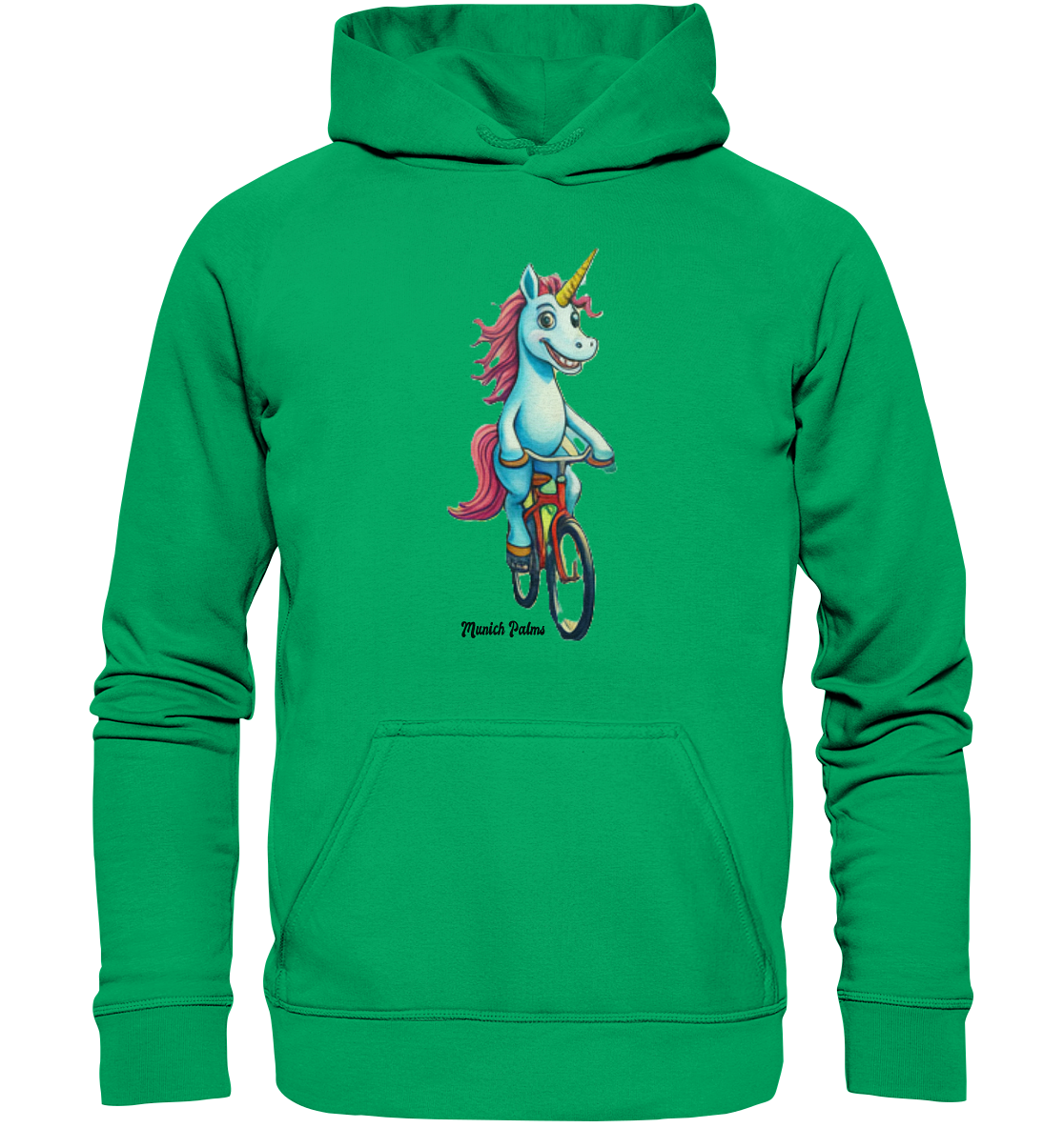 Unicorn on Bicycle - Design Munich Palms - Kids Premium Hoodie