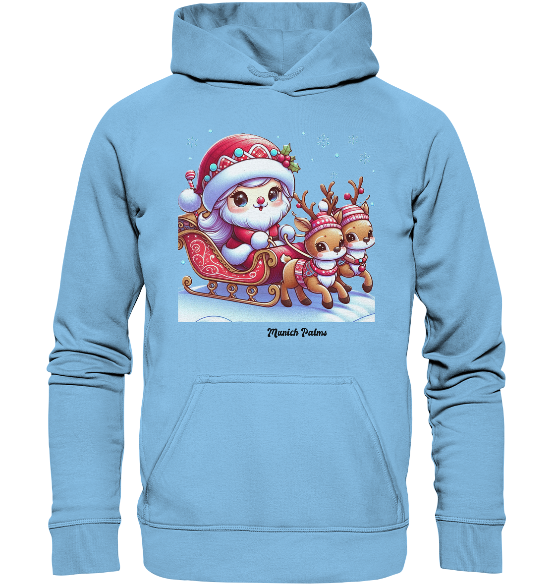 Weihnachten Nikolaus weiblich mit lieblichen Rentieren ,Design Munich Palms  - Kids Premium Hoodie