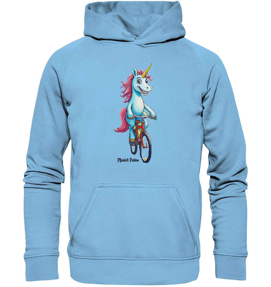 Unicorn on Bicycle - Design Munich Palms - Kids Premium Hoodie