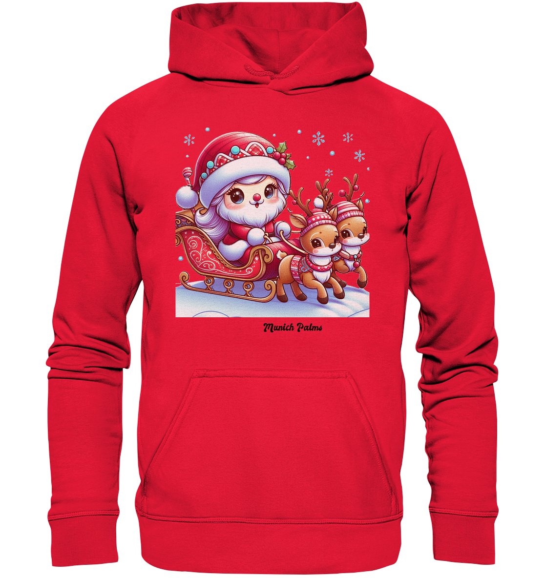 Weihnachten Nikolaus weiblich mit lieblichen Rentieren ,Design Munich Palms  - Kids Premium Hoodie