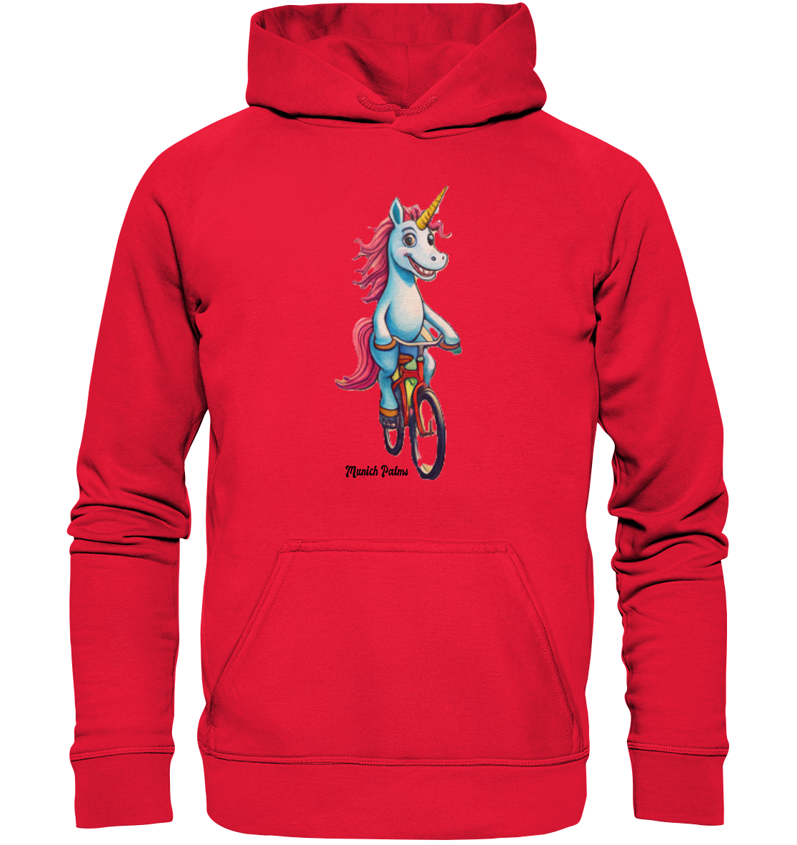 Unicorn on Bicycle - Design Munich Palms - Kids Premium Hoodie