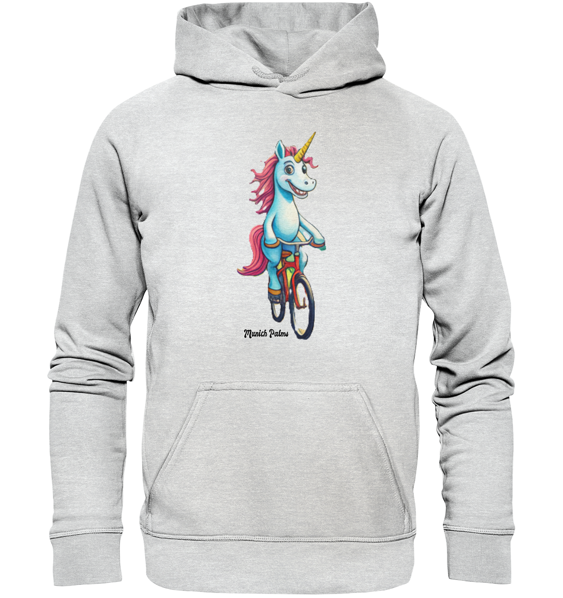 Unicorn on Bicycle - Design Munich Palms - Kids Premium Hoodie