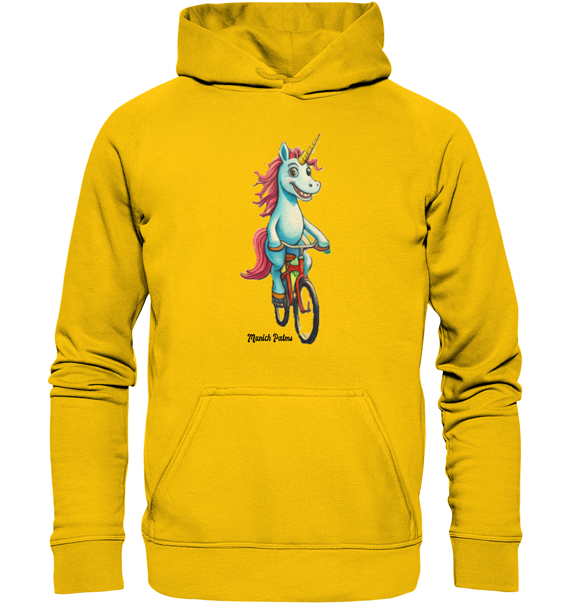 Unicorn on Bicycle - Design Munich Palms - Kids Premium Hoodie