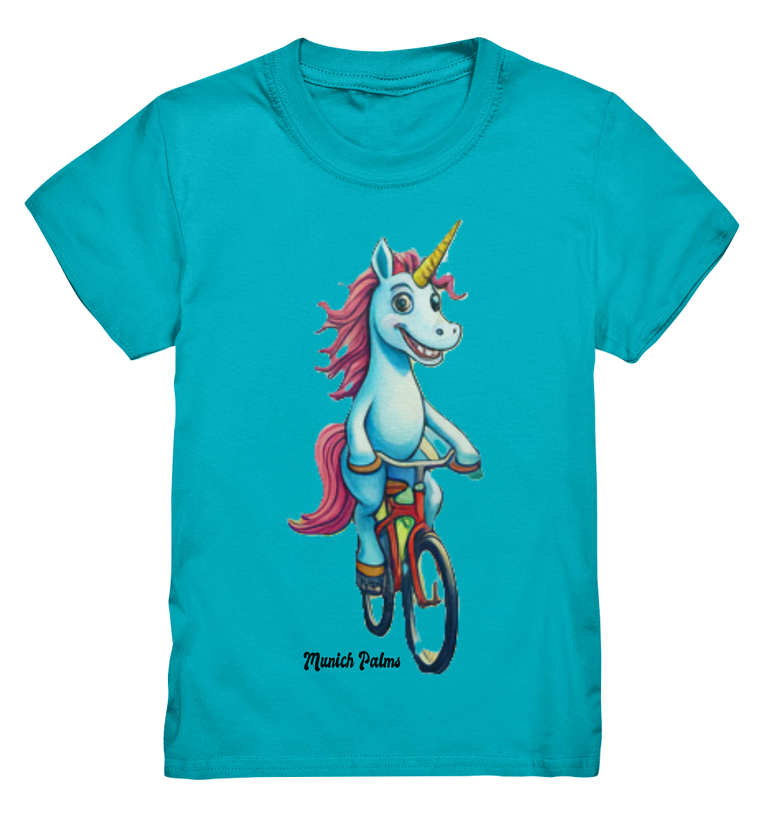 Einhorn auf Fahrrad - Design Munich Palms  - Kids Premium Shirt