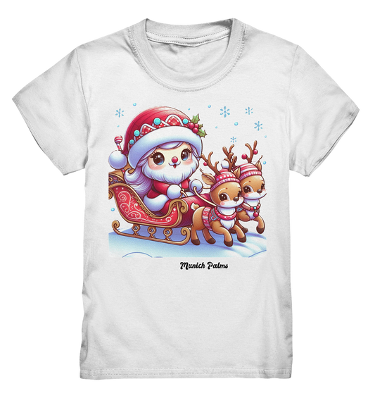 Weihnachten Nikolaus weiblich mit lieblichen Rentieren ,Design Munich Palms  - Kids Premium Shirt