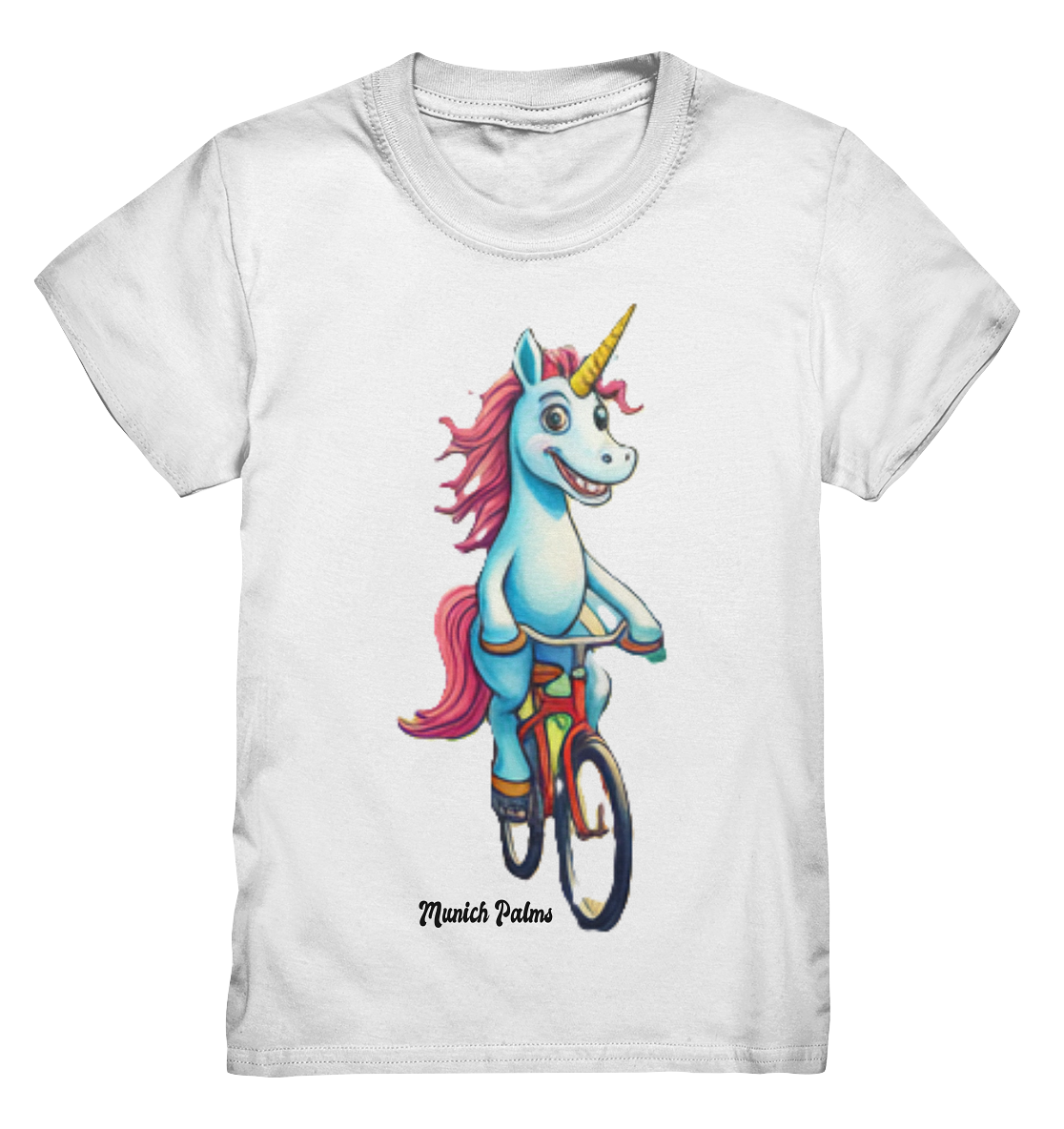 Einhorn auf Fahrrad - Design Munich Palms  - Kids Premium Shirt