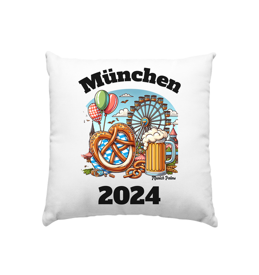 München 2024 mit Volksfest ,Frühlingsfest,Kirmes,Oktoberfest -Design Munich Palms -auch mit dem Namen Deiner Stadt - Kissen 40x40cm