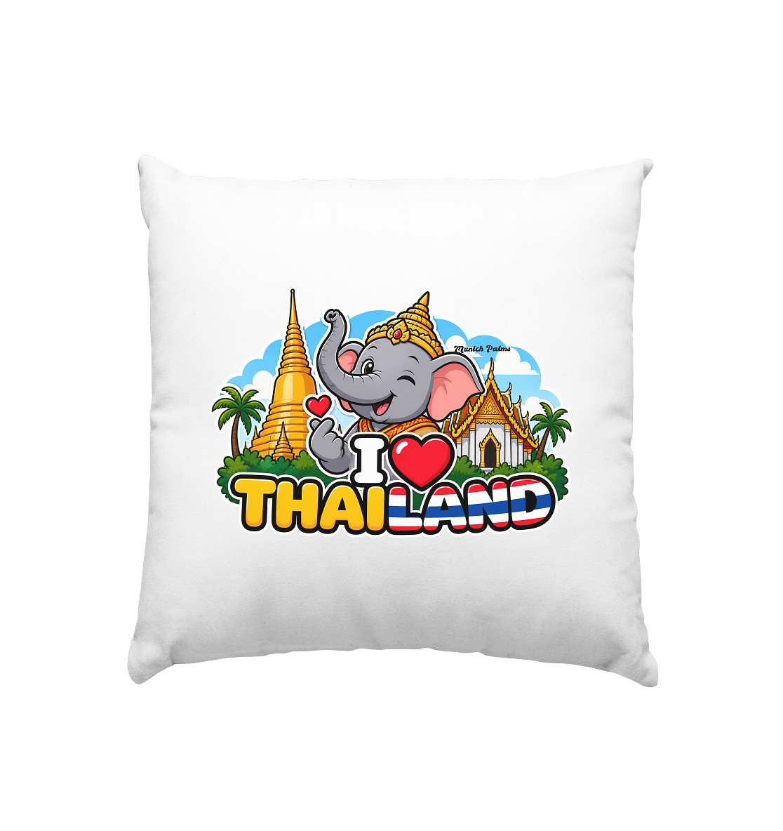 Kissen mit I Love Thailand Elefanten-Design, 40x40cm, weiß, Home & Living, von Online Kaufhaus München