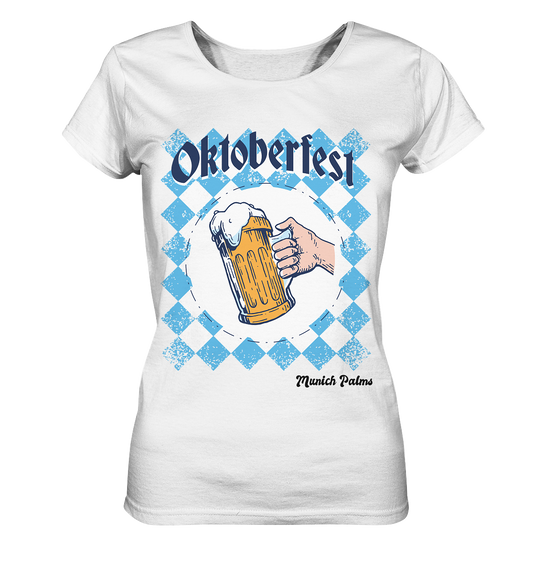 Oktoberfest Maßkrug in bayrischer Raute Design by Munich Palms  - Ladies Organic Basic Shirt