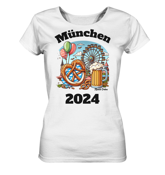 München 2024 mit Volksfest ,Frühlingsfest,Kirmes,Oktoberfest -Design Munich Palms -auch mit dem Namen Deiner Stadt - Ladies Organic Basic Shirt