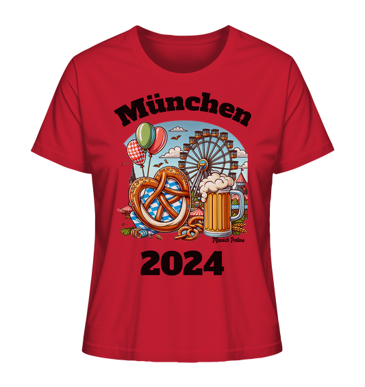 München 2024 mit Volksfest ,Frühlingsfest,Kirmes,Oktoberfest -Design Munich Palms -auch mit dem Namen Deiner Stadt - Ladies Organic Shirt