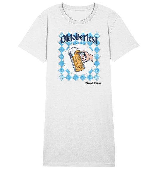 Oktoberfest Maßkrug in bayrischer Raute Design by Munich Palms  - Ladies Organic Shirt Dress