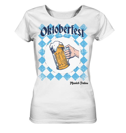 Oktoberfest Maßkrug in bayrischer Raute Design by Munich Palms  - Ladies Organic Shirt