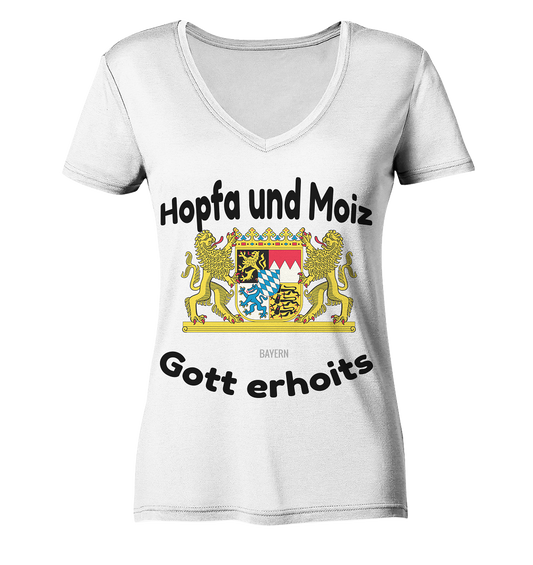 Hopfa and Moiz God erhoits - Ladies Organic V-Neck Shirt