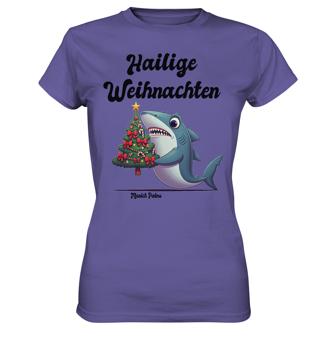 Hailige Weihnachten Haifisch mit Christbaum Design Munich Palms  - Ladies Premium Shirt