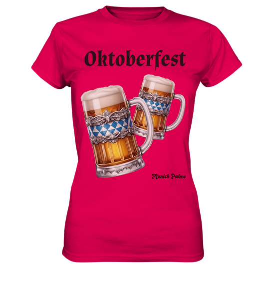 Oktoberfest Maßkrüge mit  bayrischer Raute Design by Munich Palms - Ladies Premium Shirt