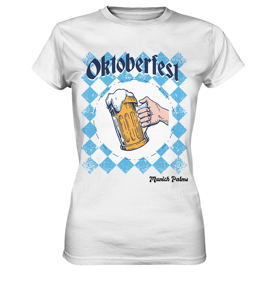 Oktoberfest Maßkrug in bayrischer Raute Design by Munich Palms  - Ladies Premium Shirt