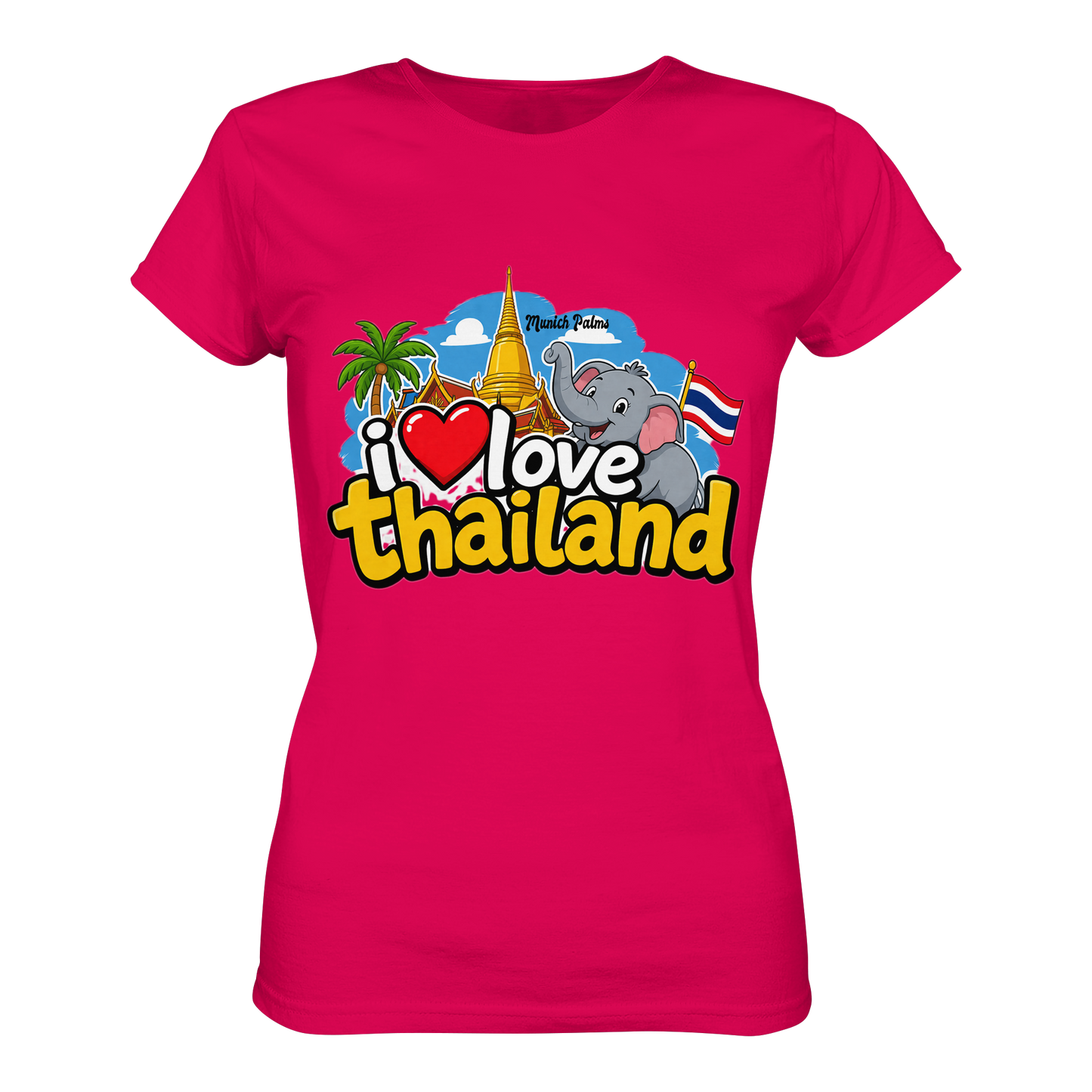 Dament-Shirt "I love Thailand" in Sorbet-Farbe, bequemes Premium-Shirt mit Druck, modisches Damen-T-Shirt von Online Kaufhaus München