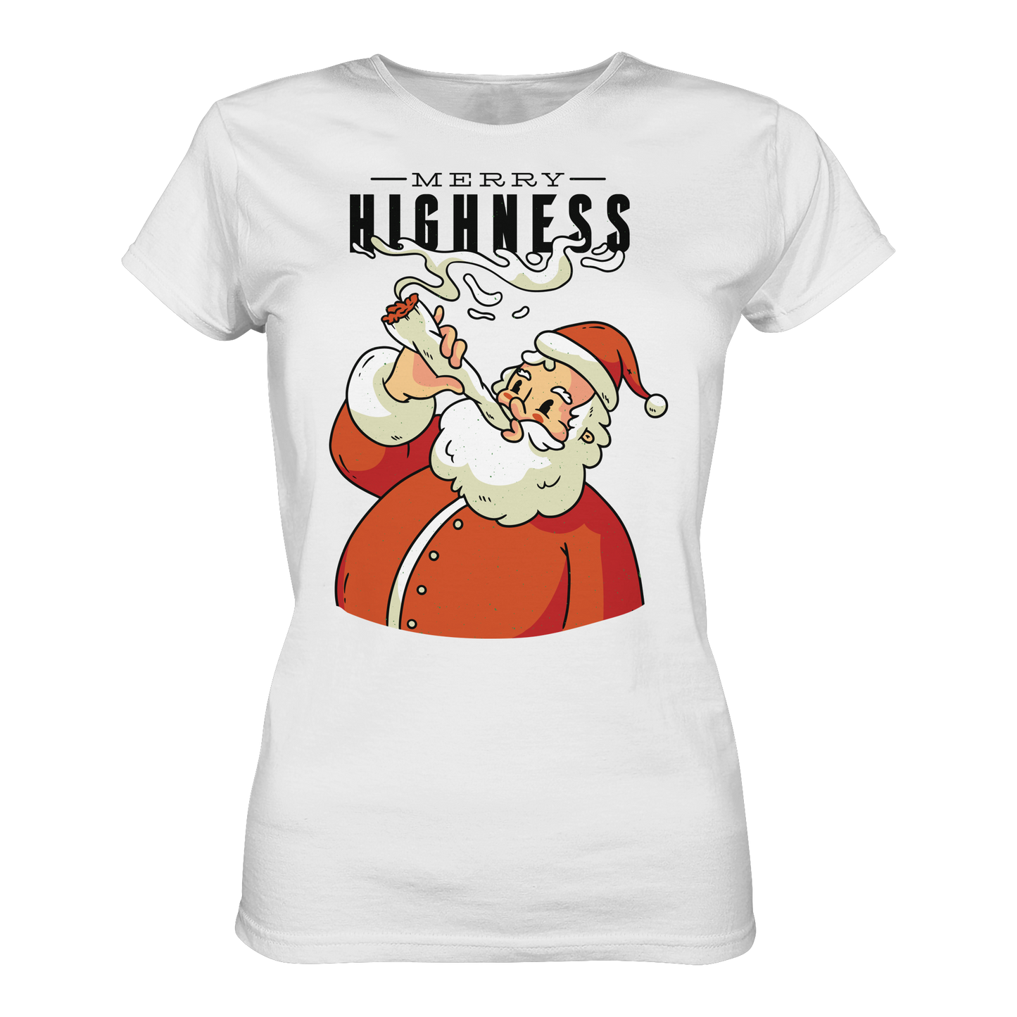 Ein weihnachtliches Motiv mit einem kiffenden Weihnachtsmann Nikolaus Merry Highness - Ladies Premium Shirt