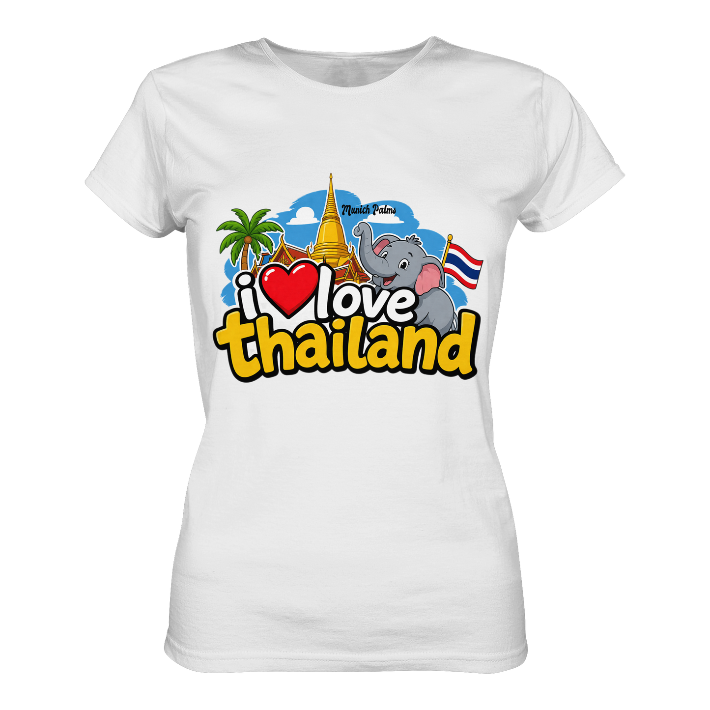Weißes Damen-T-Shirt mit "I love Thailand"-Print, Premium-Qualität, modisches Damen-Shirt von Online Kaufhaus München