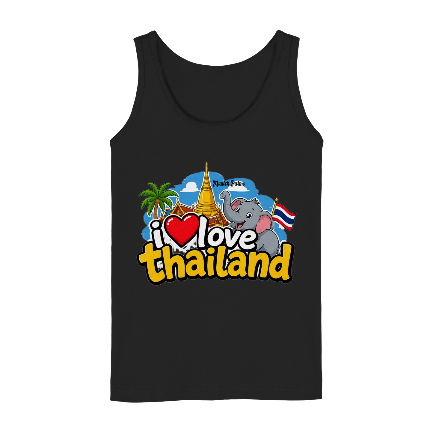Schwarzes Damen Tank-Top mit „I love Thailand“-Print, bequemes Mode-Top für Damen von Online Kaufhaus München