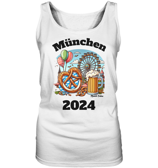 München 2024 mit Volksfest ,Frühlingsfest,Kirmes,Oktoberfest -Design Munich Palms -auch mit dem Namen Deiner Stadt - Ladies Tank-Top