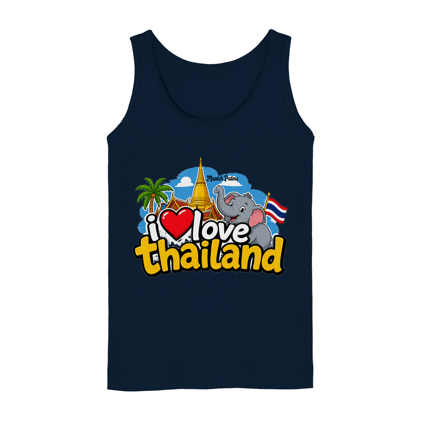 Damen Tank-Top mit "I love Thailand" Aufdruck in Marineblau, bequemes Mode-Top für Frauen, von Online Kaufhaus München