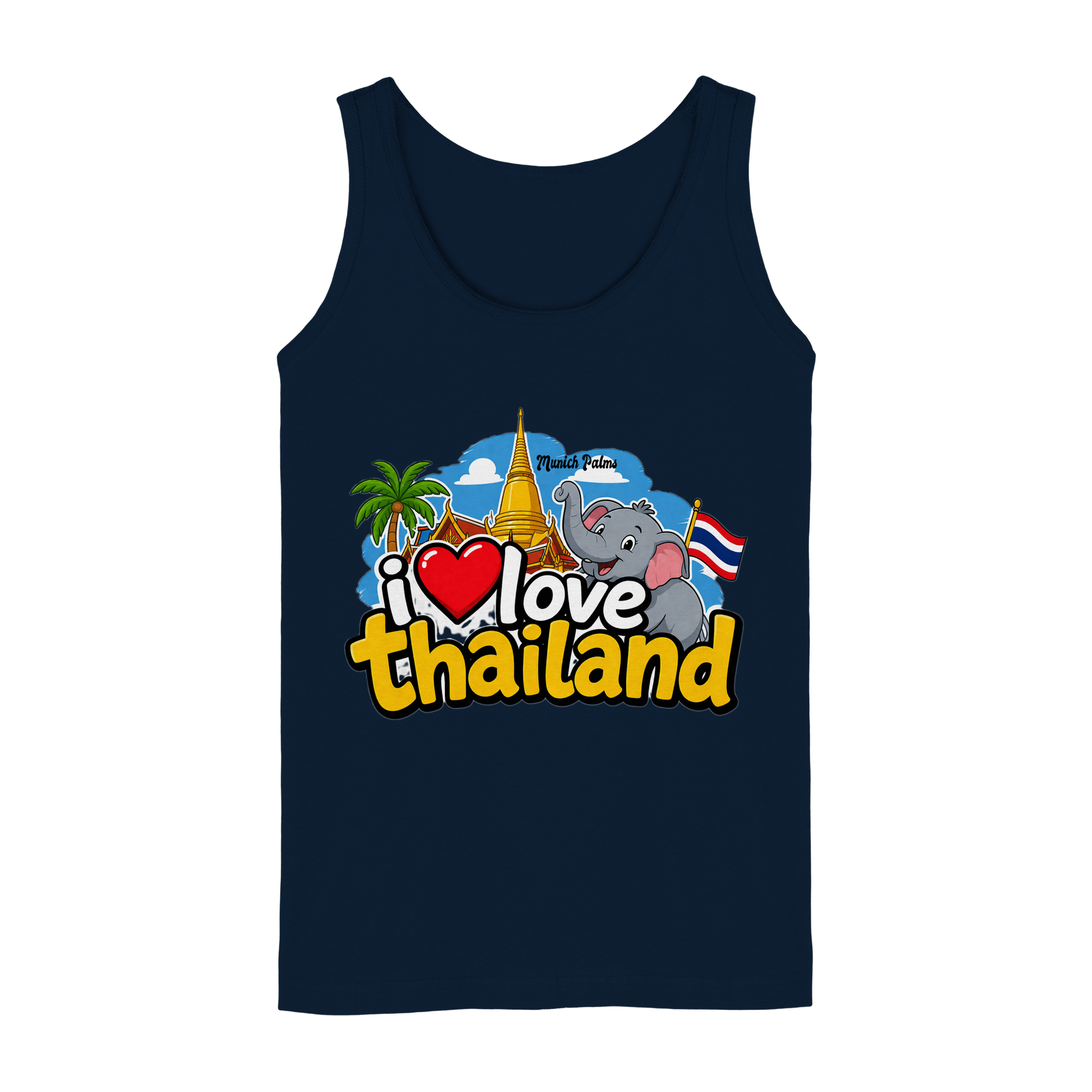 Damen Tank-Top mit "I love Thailand" Aufdruck in Marineblau, bequemes Mode-Top für Frauen, von Online Kaufhaus München