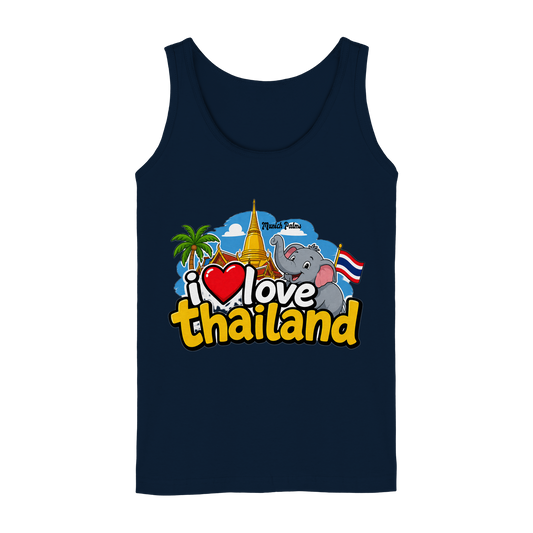Damen Tank-Top mit "I love Thailand" Aufdruck in Marineblau, bequemes Mode-Top für Frauen, von Online Kaufhaus München
