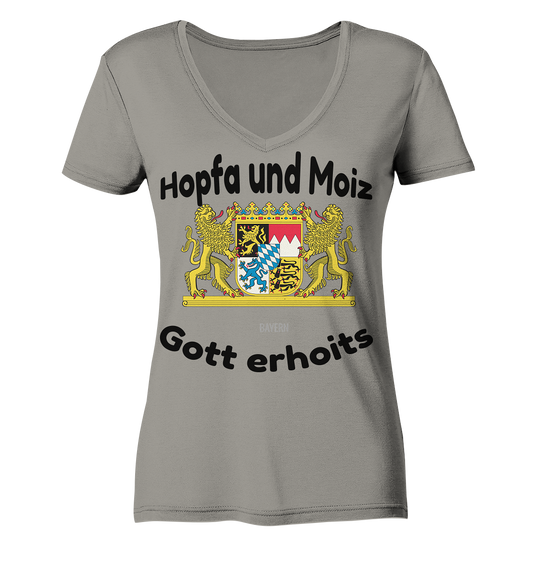 Hopfa and Moiz God erhoits - Ladies V-Neck Shirt