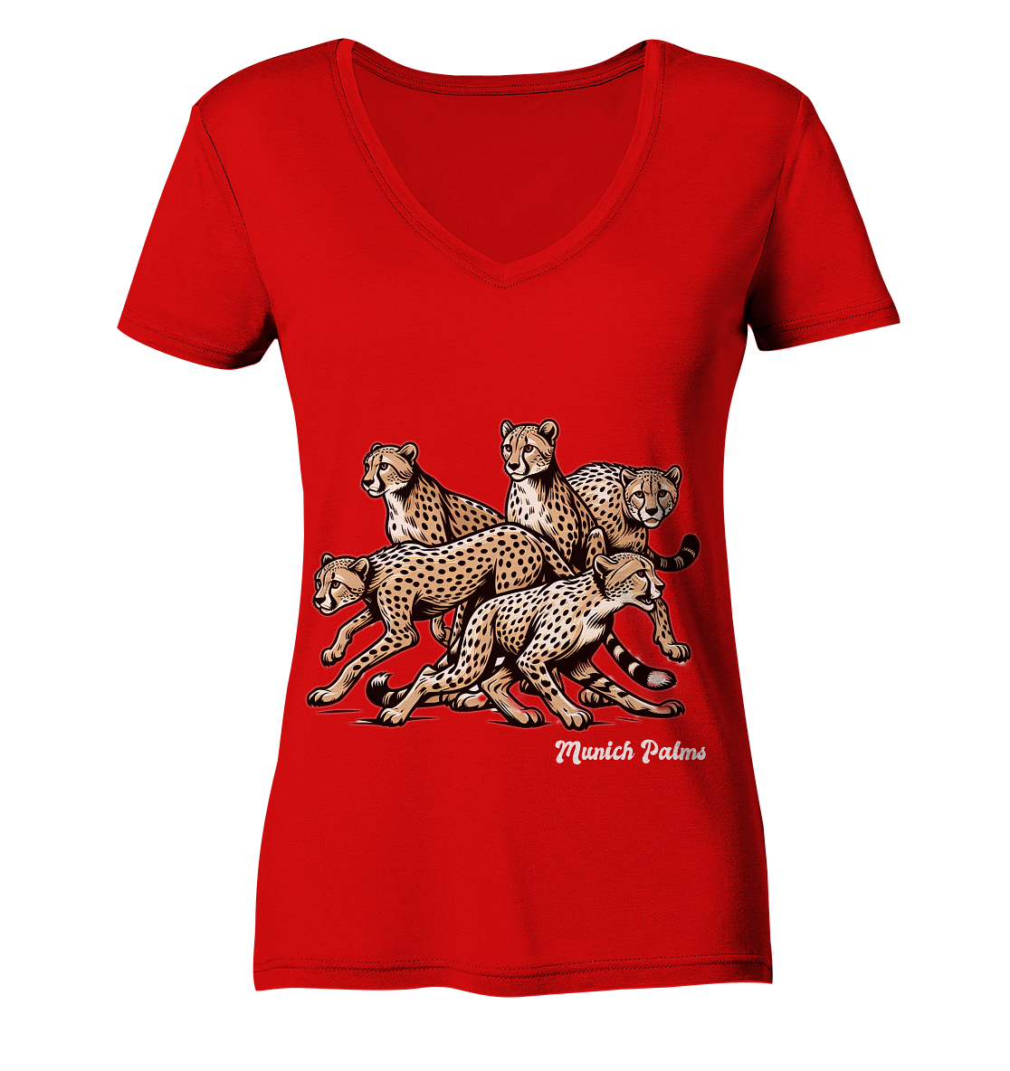 Geparden Rudel   Design by Munich Palms  - Ladies V-Neck Shirt