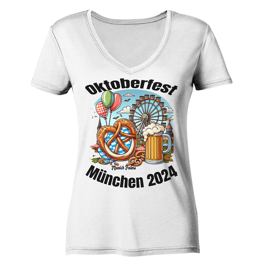 Oktoberfest Munich 2024 licensed, design Munich Palms - Ladies V-Neck Shirt