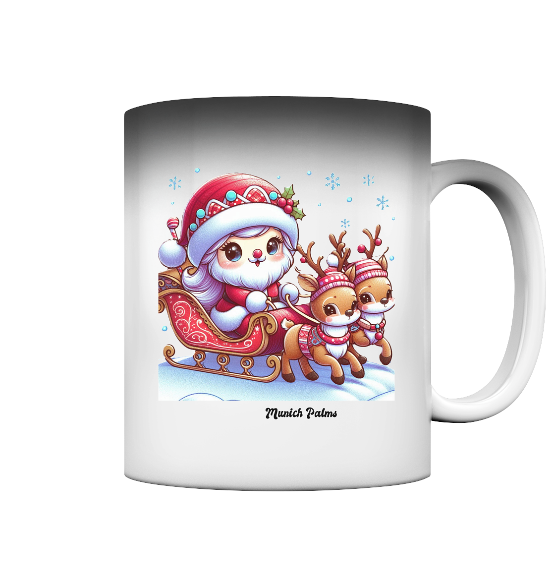 Weihnachten Nikolaus weiblich mit lieblichen Rentieren ,Design Munich Palms  - Magic Mug