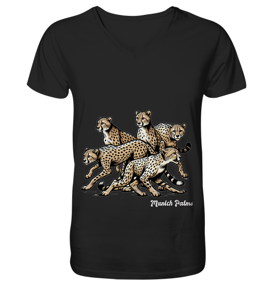 Geparden Rudel   Design by Munich Palms  - Mens Organic V-Neck Shirt