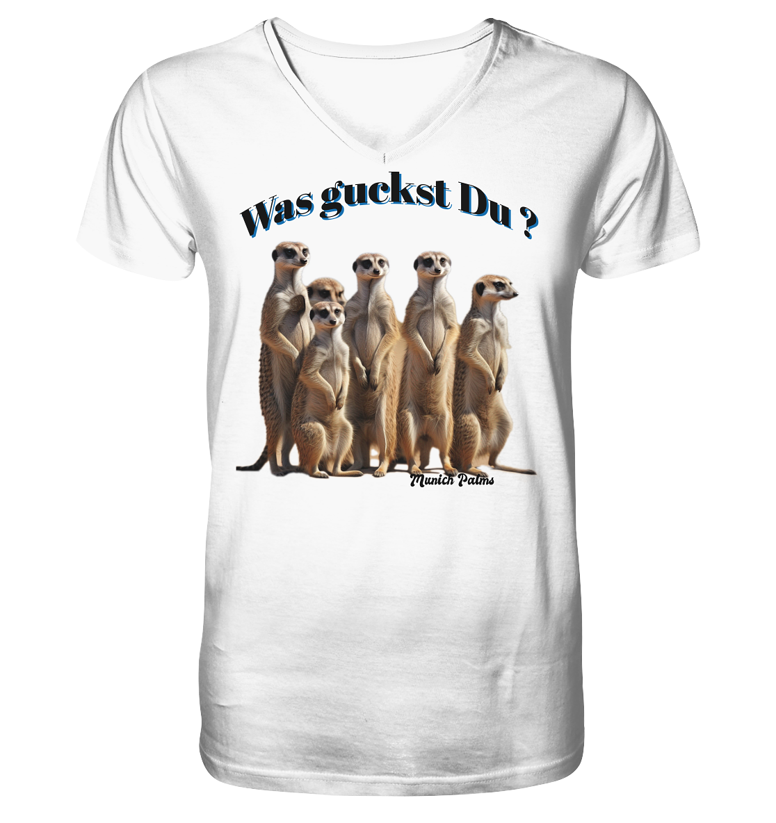 Was guckst Du ? Rudel Erdmännchen Design by Munich Palms  - Mens Organic V-Neck Shirt