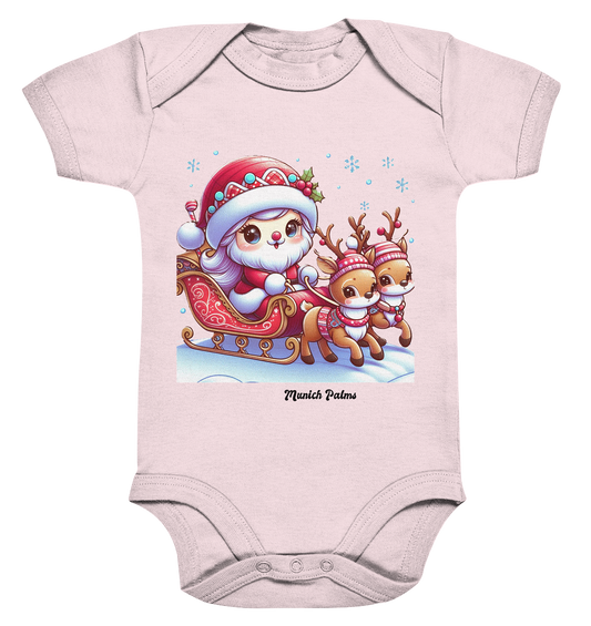 Weihnachten Nikolaus weiblich mit lieblichen Rentieren ,Design Munich Palms  - Organic Baby Bodysuit