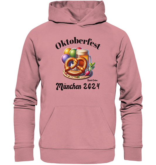 Beer mugs, pretzels, radishes - Oktoberfest Munich 2024 - licensed design Munich Palms - Organic Basic Hoodie